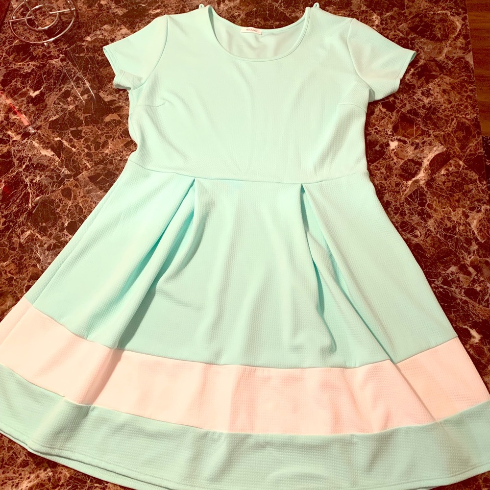 Fit and flare teal dress